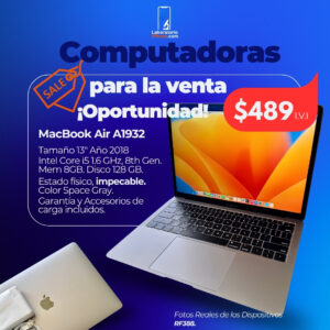 MacBook Air A1932. 1.6 Ghz Core i5, Memoria Ram de 8GB, Disco 128GB. (RF388)