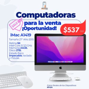 iMac A1419. 27" Retina 5K 3.3 Ghz Intel Core i5,  Mem 24GB, Disco 2TB. (RF424)