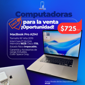 MacBook Pro A2141. 2.6 Ghz Intel Core i7,  Memoria Ram de 16GB, Disco 1TB. (RF435)