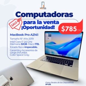 MacBook Pro A2141. 2.6 Ghz Intel Core i7,  Memoria Ram 32GB, Disco 1TB. (RF438)