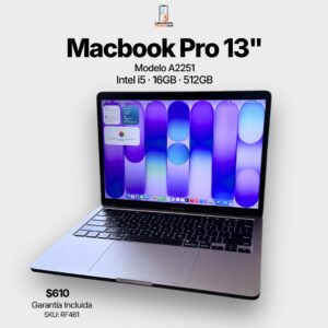 MacBook Pro 13” 2020 – i5 · 16GB · 512GB · SKU: RF461