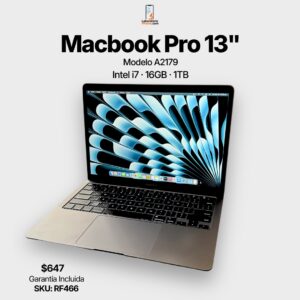 MacBook Pro 13” 2020 – i7 · 16GB · 1TB · SKU. RF466