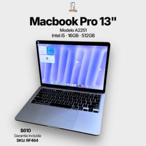 MacBook Pro 13” 2020 – i5 · 16GB · 512GB · SKU: RF464