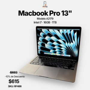 MacBook Pro 13” 2020 – i7 · 16GB · 1TB · SKU. RF466