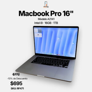 MacBook Pro 16 pulgadas 2019 i9 16GB RAM 1TB SSD en excelente estado físico y funcional – LaboratorioiPhone Costa Rica