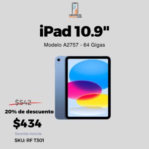 iPad 10.9" (10.ª Generación) – 64GB · SKU: RF T301