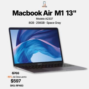 MacBook Air 13” 2020 · A2337 · M1 · 8GB · 256GB · SKU. RF483