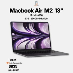 MacBook Air 13” 2022 · A2681 · M2 · 8GB · 256GB · SKU. RF495